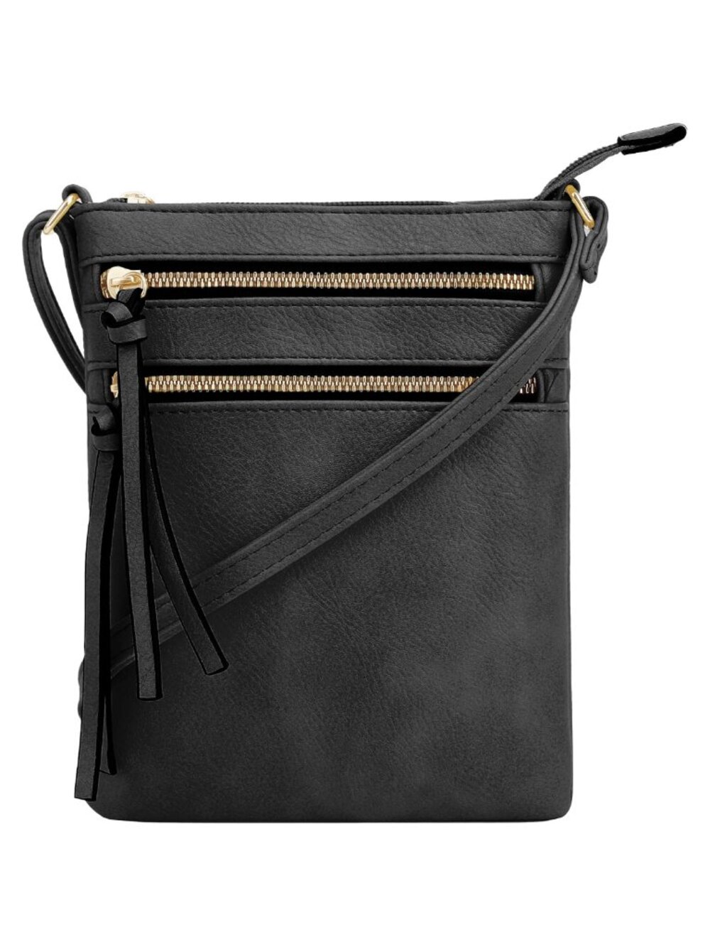 PU Leather Crossbody Bag Multi Pocket Zip Purse Adjustable Strap
